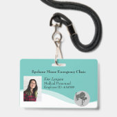 Badge générique sarcelle avec cordon ID horizontal (Avant avec lanière)