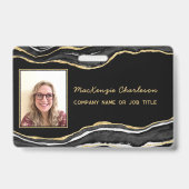 Badge Géode d'âge en marbre noir Entreprise Nom de la ph (Avant)