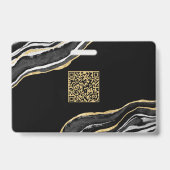Badge Géode d'âge en marbre noir Entreprise QR Code Nom (Arrière)