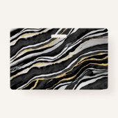 Badge Géode de marbre noir Géode Or Nom commercial (Dos)