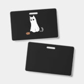 Badge Ghost Cat Pumpkin Halloween (Avant & arrière)