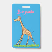Badge Girafe heureuse mignonne avec dessin animé de papi (Arrière)