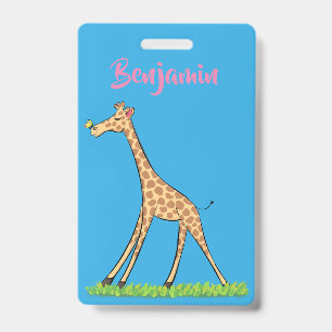 Badge Girafe heureuse mignonne avec dessin animé de papi
