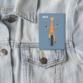 Badge Giraffe on a Unicycle Blue Button (Insitu)