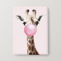 Giraffe soufflant de bulle rose gomme Whimsical Ar
