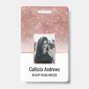Badge Girl Faux Rose  Parties scintillant de séquence or