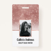 Badge Girl Faux Rose  Parties scintillant de séquence or (Devant)