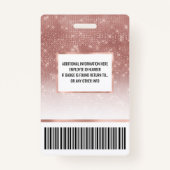 Badge Girl Faux Rose  Parties scintillant de séquence or (Dos)