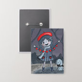 Badge Girl with Heart Garland Valentine's Day Button (Recto/Verso)