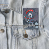 Badge Girl with Heart Garland Valentine's Day Button (Insitu)