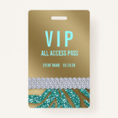 Badge Girly Turquoise Parties scintillant Femme VIP Acce (Devant)