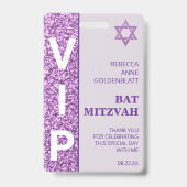 Badge Glam Purple Unique VIP Bat mitzvah Party Favoriser (Front)