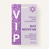 Badge Glam Purple Unique VIP Bat mitzvah Party Favoriser (Devant)