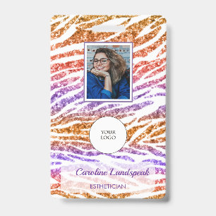 Badge Glam Rainbow Sunset Zèbre Paillettes Imprimer Phot