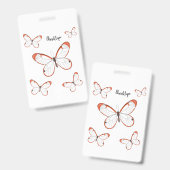 Badge Glasswing butterfly cartoon illustration  (Avant & arrière)