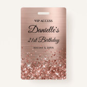 Badge Glittery Rose Gold Foil Moderne 21e anniversaire (Devant)