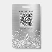 Badge Glittery Silver Foil Moderne 21e anniversaire (Arrière)
