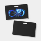 Badge Glowing infinity with blue rose (Avant & arrière)