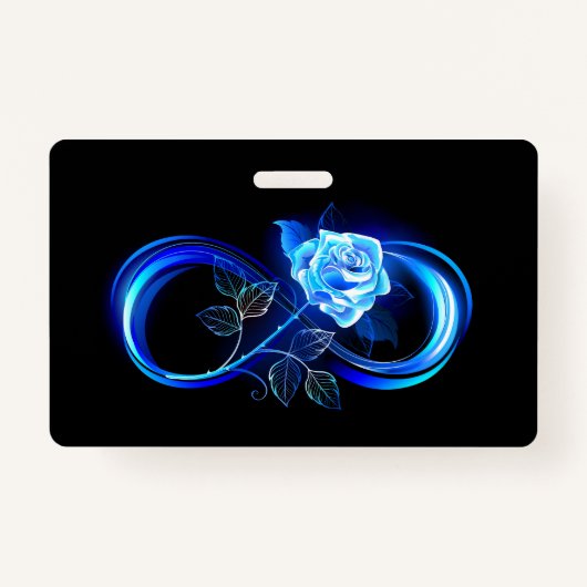 Badge Glowing infinity with blue rose (Devant)