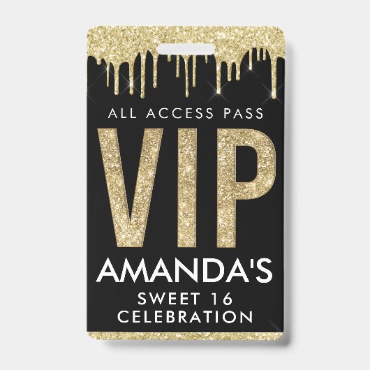 Badge Gold Drip personnalisable VIP All Access (Front)