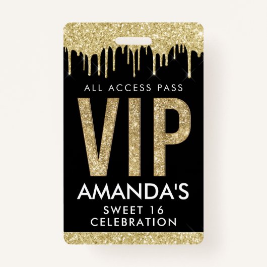 Badge Gold Drip personnalisable VIP All Access (Devant)