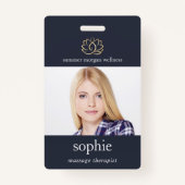 Badge Gold Lotus Flower Photo et nom (Devant)