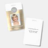 Badge Gold Metallic Nom de l'employé Logo Photo Entrepri (Avant & arrière)