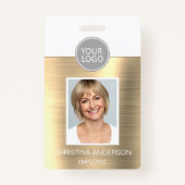 Badge Gold Metallic Nom de l'employé Logo Photo Entrepri (Devant)