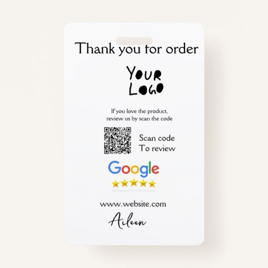 Badge Google examen logo entreprise site Web scanner cod (Dos)