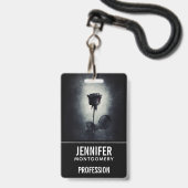 Badge Goth Rose noir goutte de sang Macabre profession (Avant avec lanière)