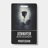 Badge Goth Rose noir goutte de sang Macabre profession (Arrière)