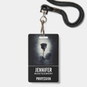 Badge Goth Rose noir goutte de sang Macabre profession (Arrière avec lanière)