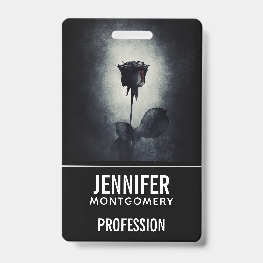 Badge Goth Rose noir goutte de sang Macabre profession (Avant)