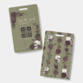 Badge Gothic Olive Green Skull Buy the Bride a Drink (Avant & arrière)