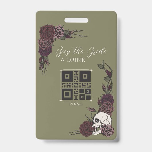 Badge Gothic Olive Green Skull Buy the Bride a Drink (Avant)