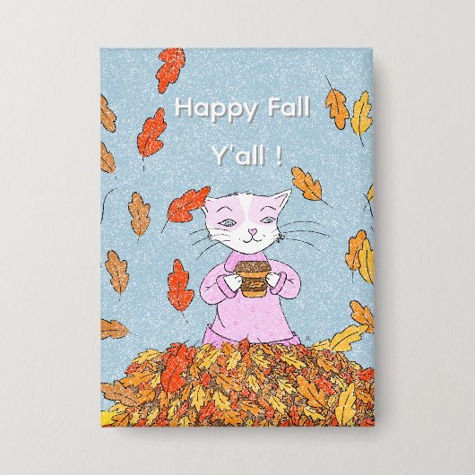 Badge Graceful Cat Fall Collectible Pin Button  (Recto)