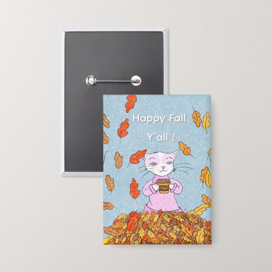 Badge Graceful Cat Fall Collectible Pin Button  (Recto/Verso)