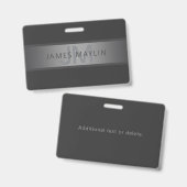 Badge Gradient gris foncé moderne Nom ou raison sociale (Front & Back)