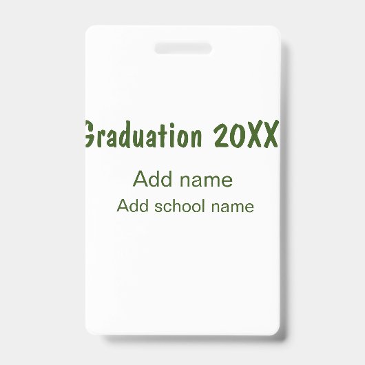 Badge Graduation 20XX ajouter nom année école vert moder (Face)