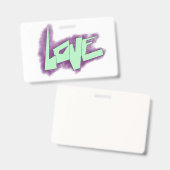 Badge graffiti d'amour violet vert menthe typographie po (Avant & arrière)
