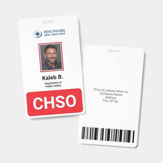 Badge Grande Identification Photographique de Sécurité P (Avant & arrière)