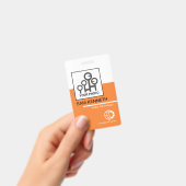 Badge Gras Blanc Orange Blocks Société Employé Photo (Handheld)