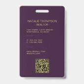 Badge Gras Professional Real Estate Chic Realtor QR Code (Arrière)