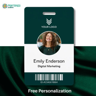 Badge Green Employee Name Business Logo Staff Tag