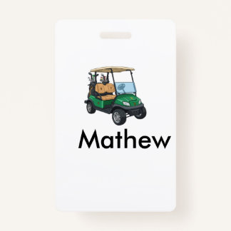 Badge Green golf car name man sports boy gifts letter 