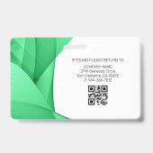 Badge Green | Insigne d'identification photo de l'employ (Dos)