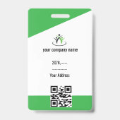 Badge Green | Logo de l'employé photo ou sécurité QR COD (Dos)