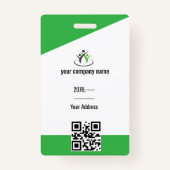 Badge Green | Logo de l'employé photo ou sécurité QR COD (Dos)