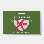 Badge Green | MASQUE DE VISAGE EXONÉRÉE (Arrière)