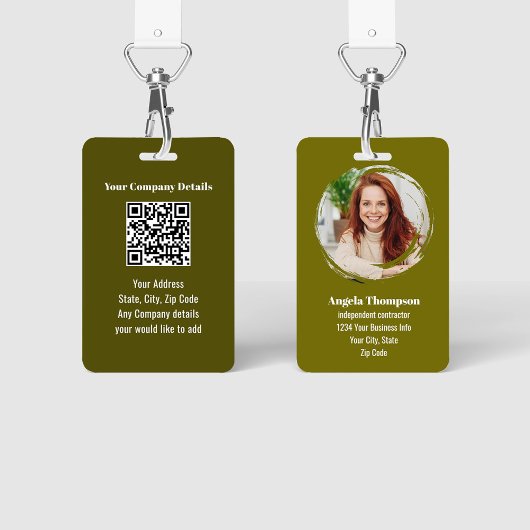 Badge Green Modern Photo QR Code Employee